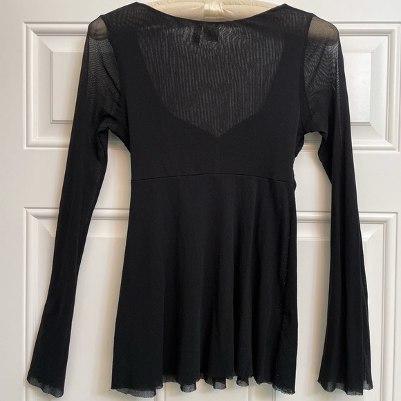 Black mesh long sleeve fitted anthropology top. Super sexy - Picture 2 of 3